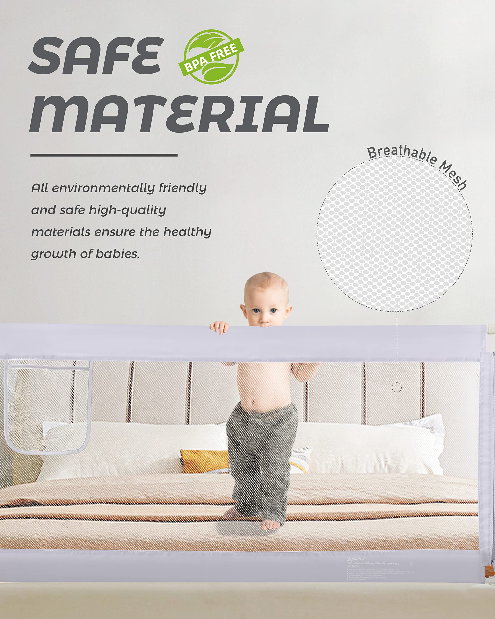 DF DUALFERV Bed Rails for Toddlers 149.86 cm (Gray-One Side)