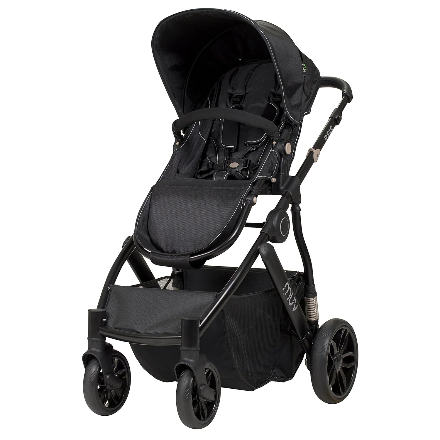 MUV REIS Stroller Satin Black Frame with Black Hood
