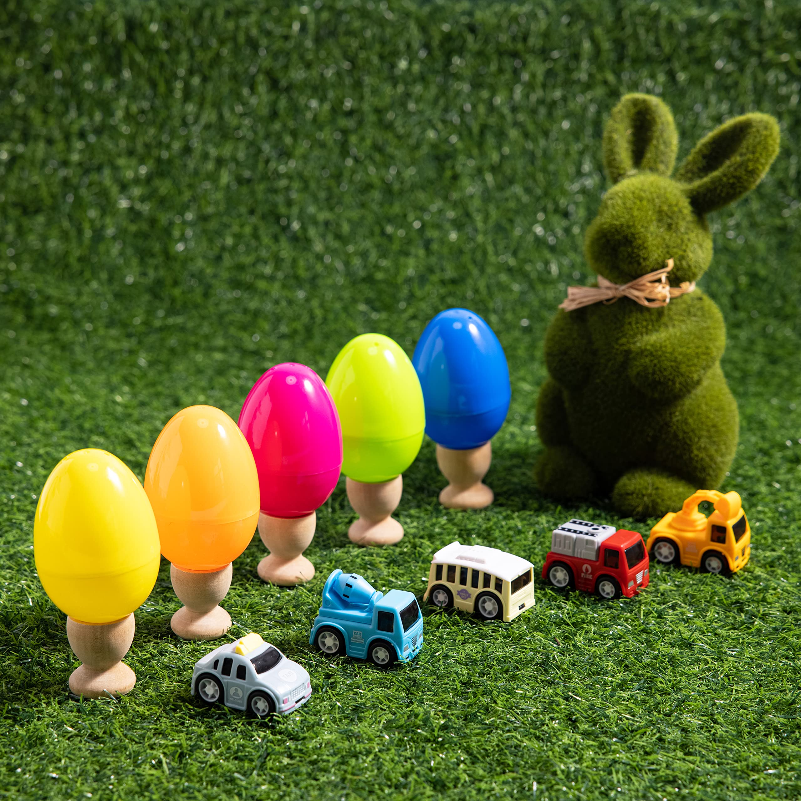 JOYIN 12 Packs Pre-Filled Easter Eggs with Cars for Boys, Basket Stuffers Easter Egg Hunt, Goodie Bag Fillers Classroom Prize and Party Favors for Kids