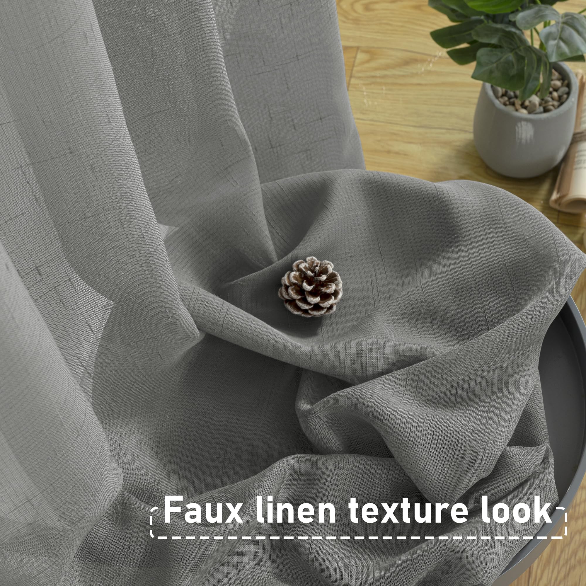 BGment Sheer Linen Curtains for Living Room 2 Panels Set