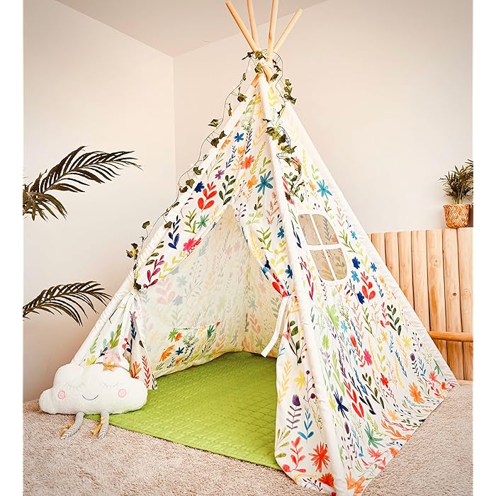 Teepee Tent For Kids with Padded Mat and Carry Bag
