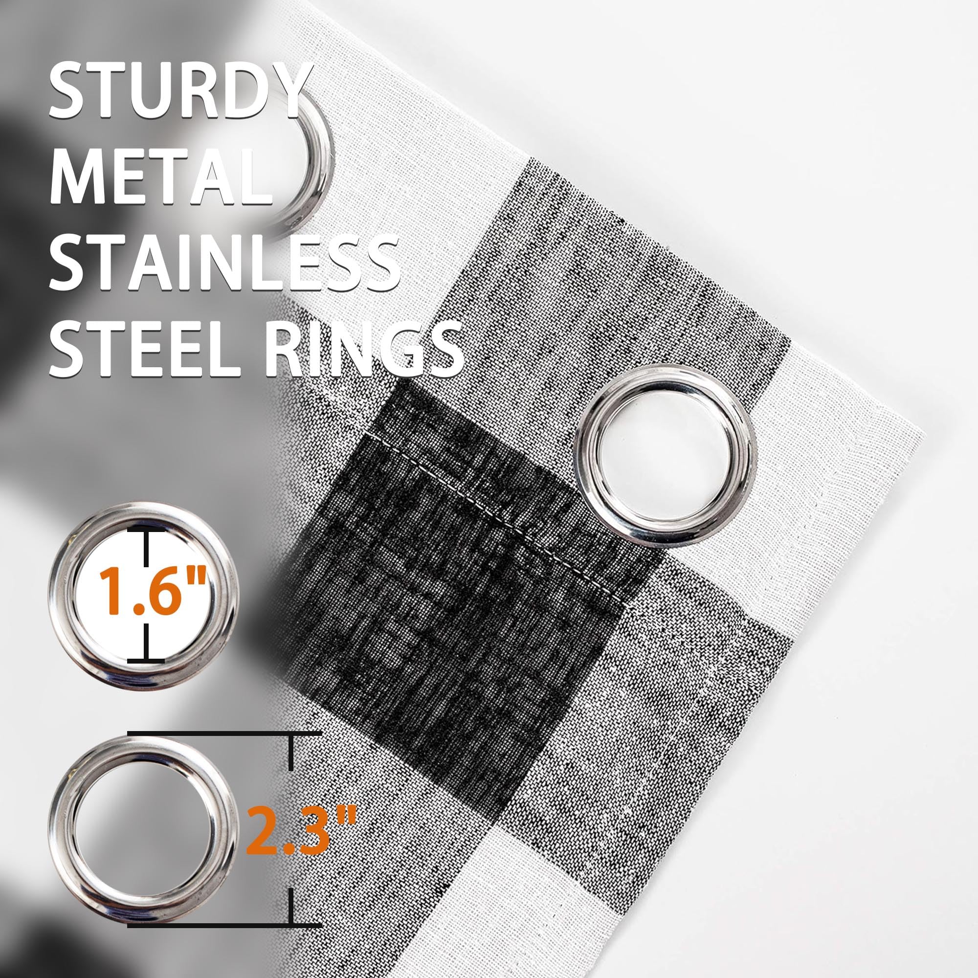 ستائر DriftAway Buffalo Plaid Check المنسوجة والمبطنة بنقشة مربعات حرارية معتمة مكونة من لوحين 127 × 213 سم (أسود)