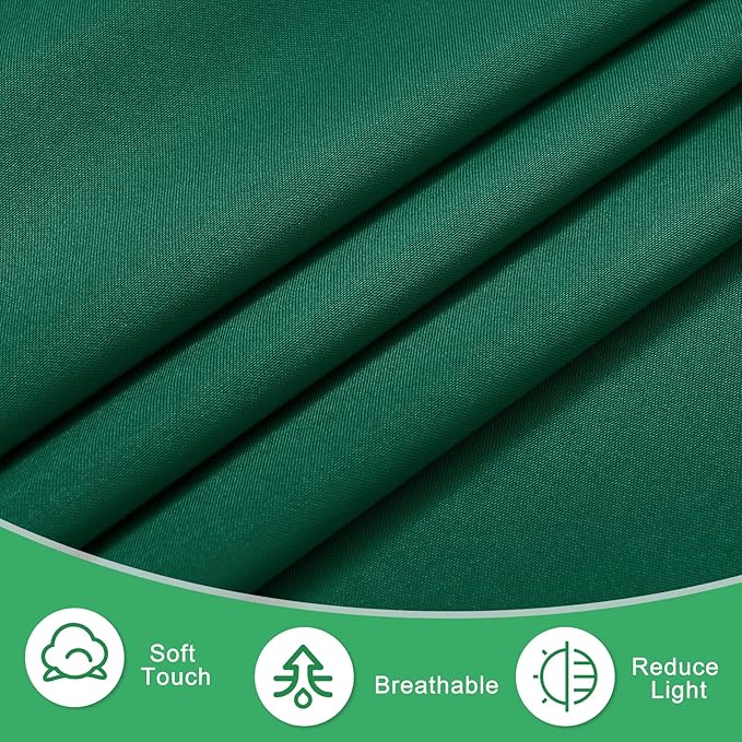 XWZO Green French Door Curtains for Door Windows,1 Panel with Tieback,137x101 cm