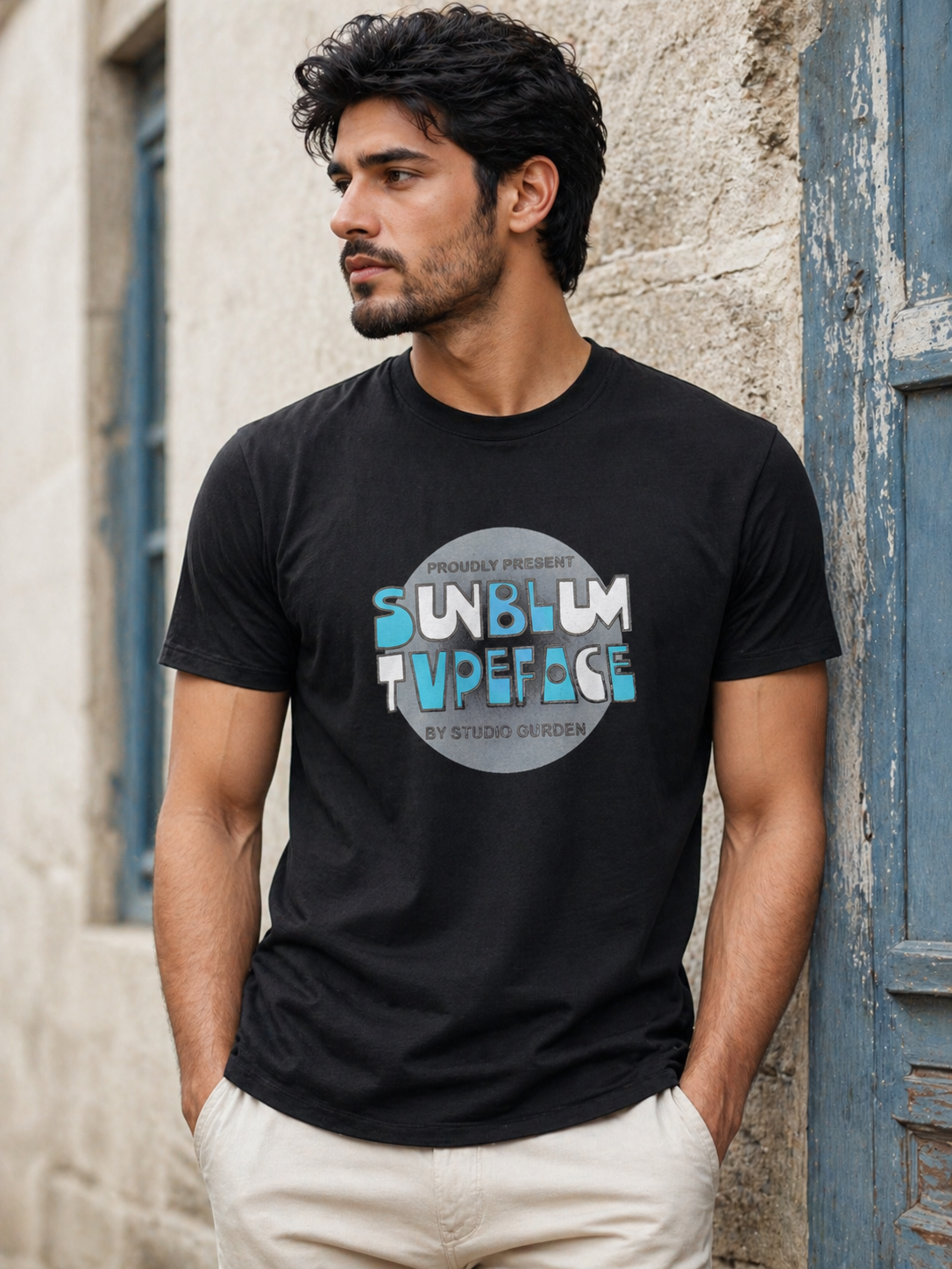 MAX MILAN PRINTED BLACK T-SHIRT MEN