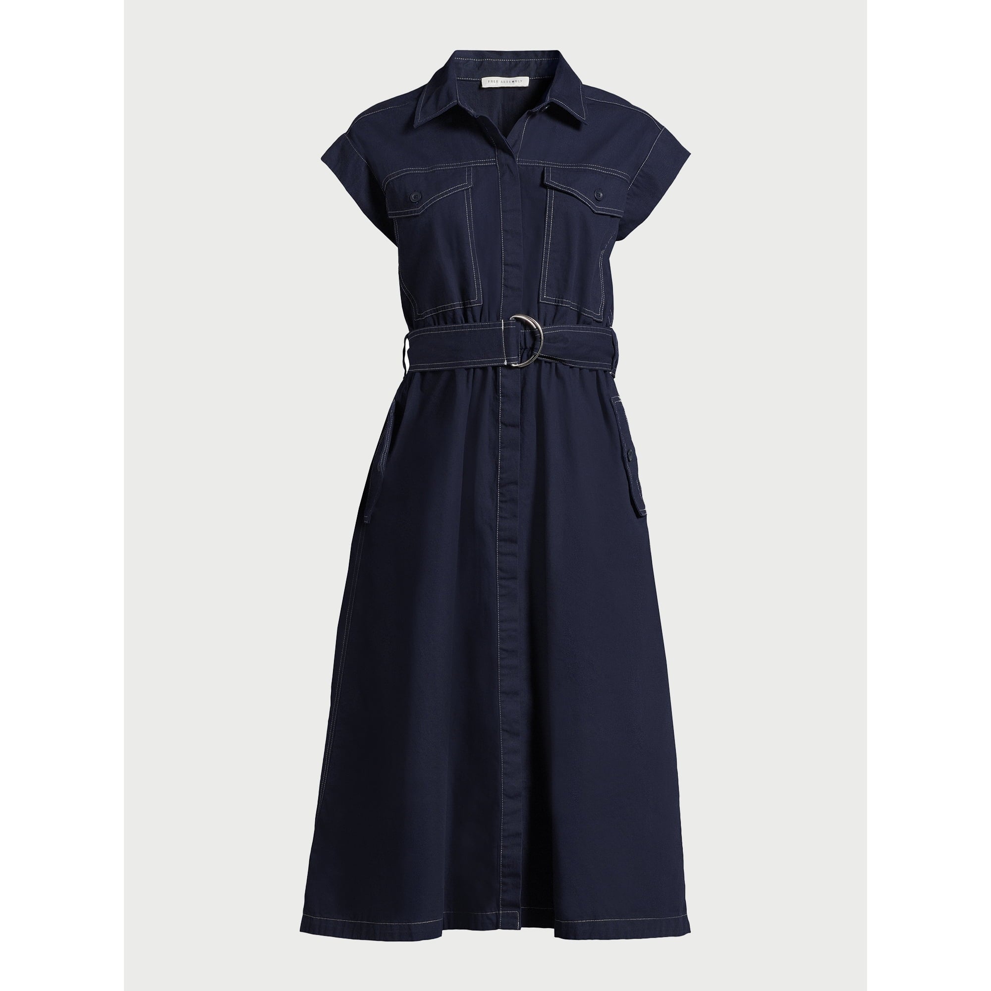 SIZE: XS - Free Assembly Women's Belted Utility Midi Dress