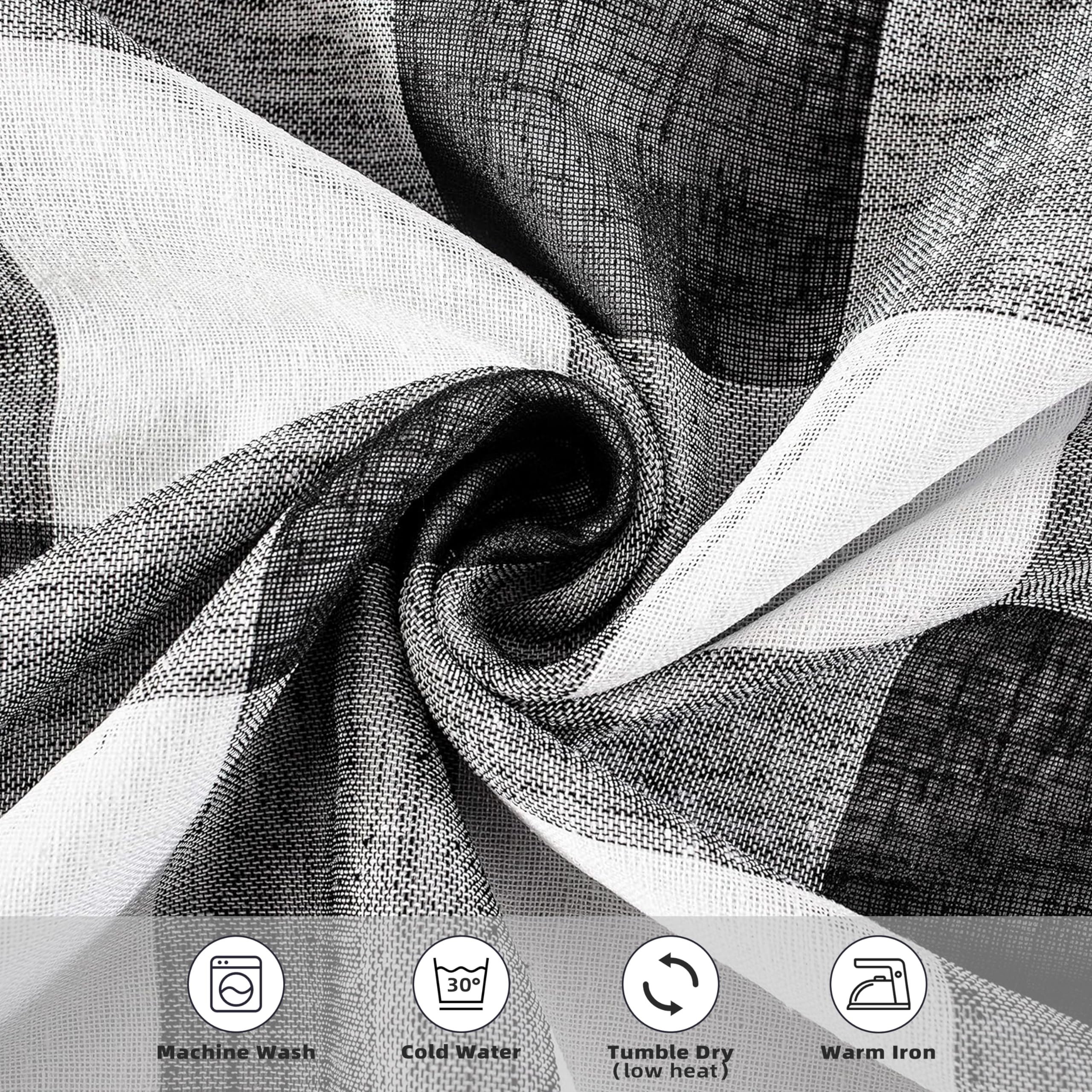 ستائر DriftAway Buffalo Plaid Check المنسوجة والمبطنة بنقشة مربعات حرارية معتمة مكونة من لوحين 127 × 213 سم (أسود)