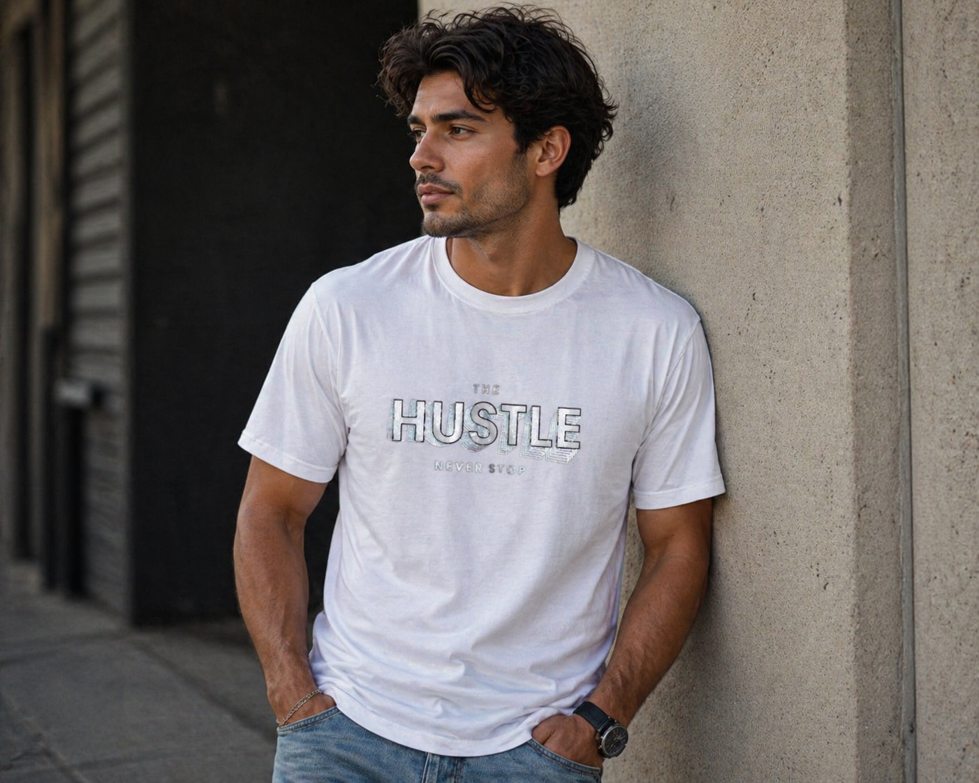 MONOPOLEE WHITE PRINTED T-SHIRT MEN