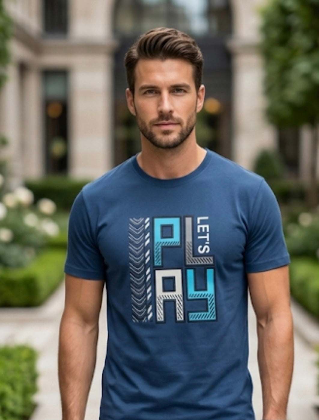 MAX MILAN BLUE PRINTED T-SHIRT MEN