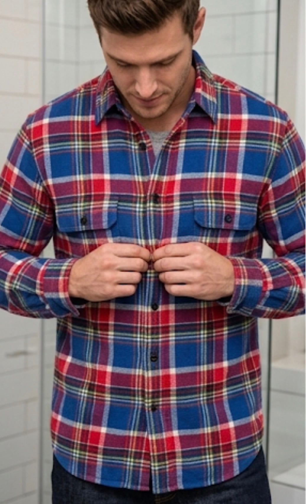 RALPH LAUREN BLUE AND RED MULTI COLORED SHIRT FOR MEN