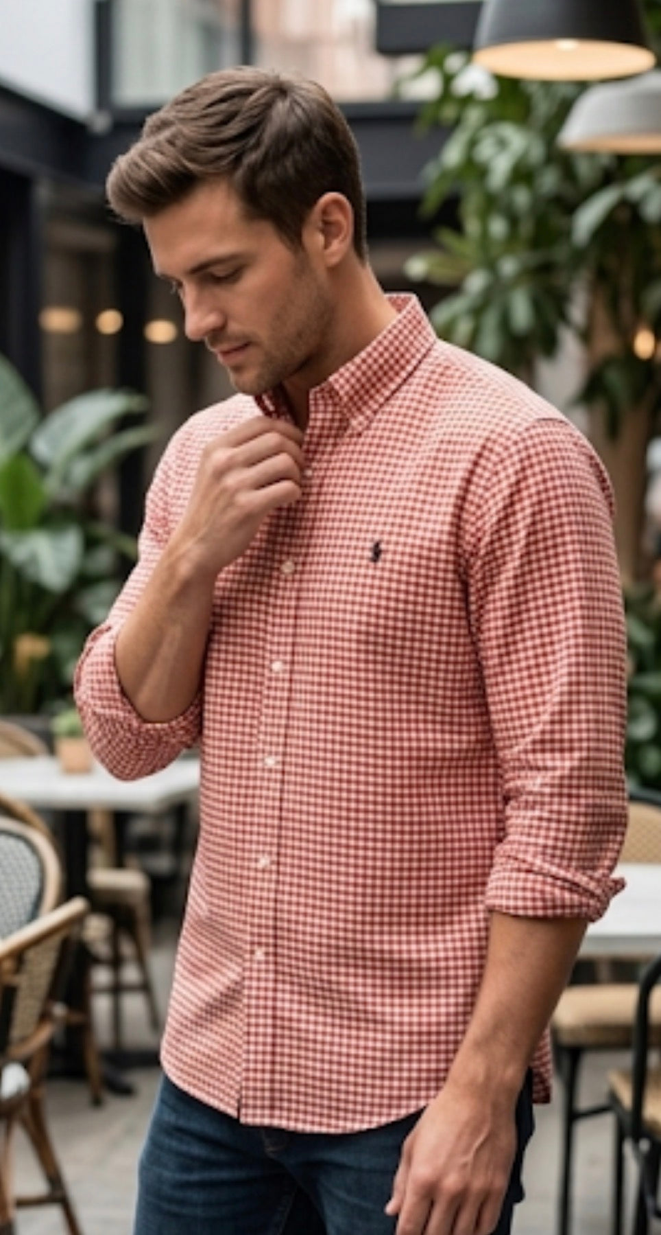 RALPH LAUREN CHECKERED RED SHIRT FOR MEN