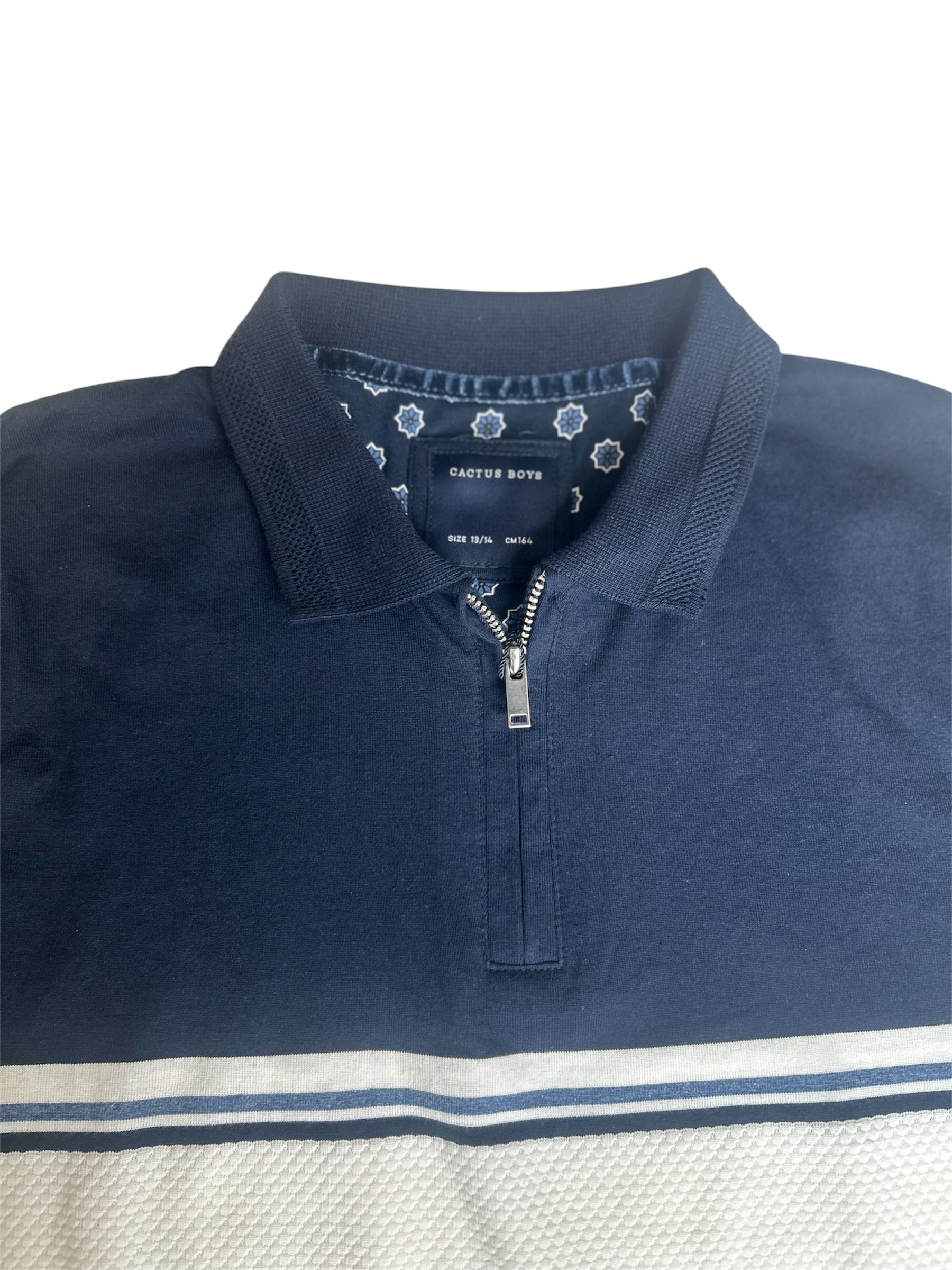 Cactus Boys Dark Blue & White Half Sleeve T-Shirt
