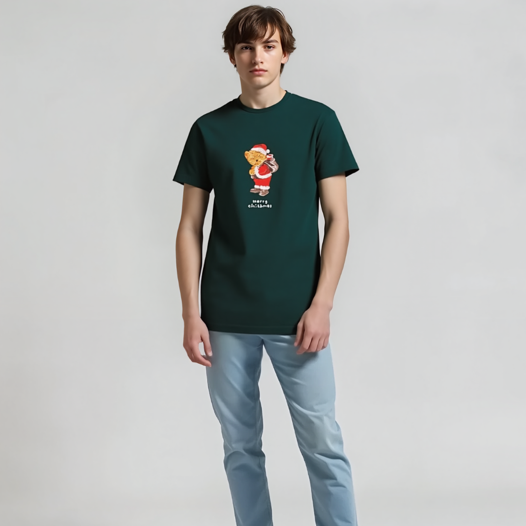 Denim & Flowers Ricky Singh ROUND NECK T-shirt (MODEL 14) Merry Christmas