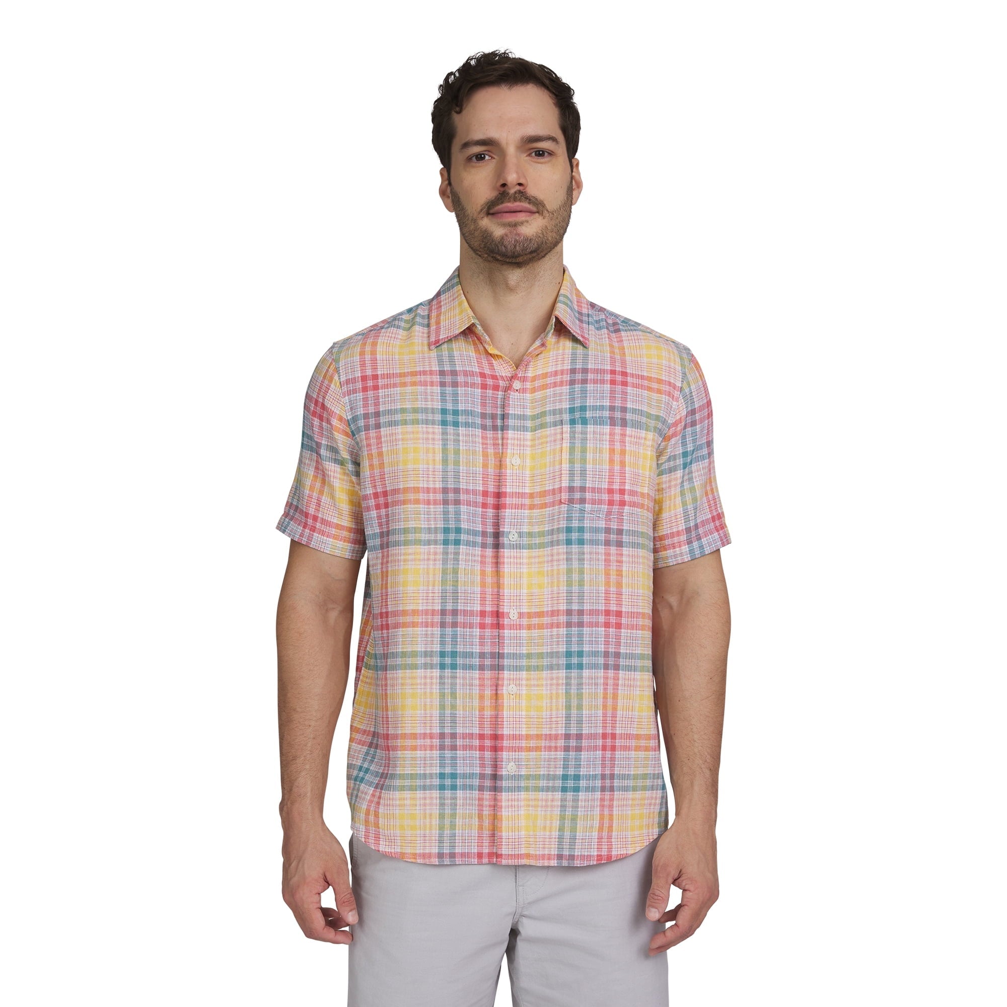 SIZE: XL - Chaps Men's & Big Men's Linen Blend Shirt with Short Sleeves