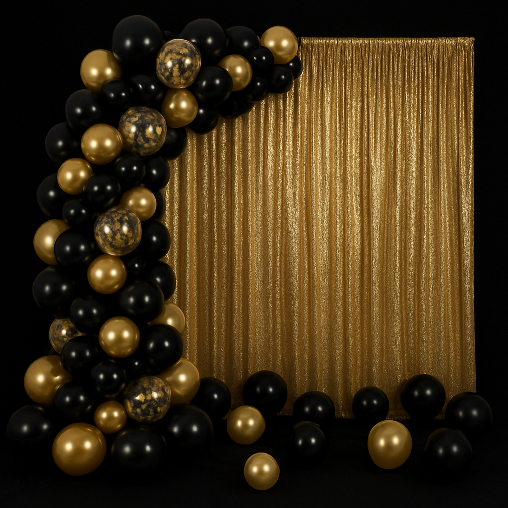 Luxury Black & Gold Prom Balloon Decoration Set – Elegant Party Décor for Proms, Birthdays & Special Celebrations