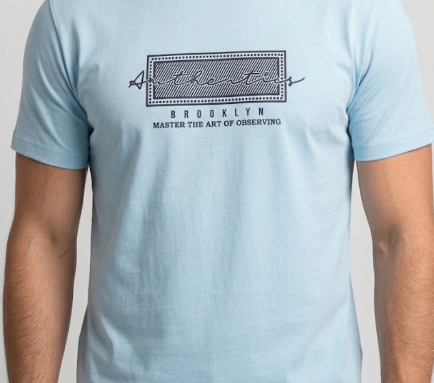 MONOPOLEE LIGHT BLUE MENS PRINTED TSHIRT