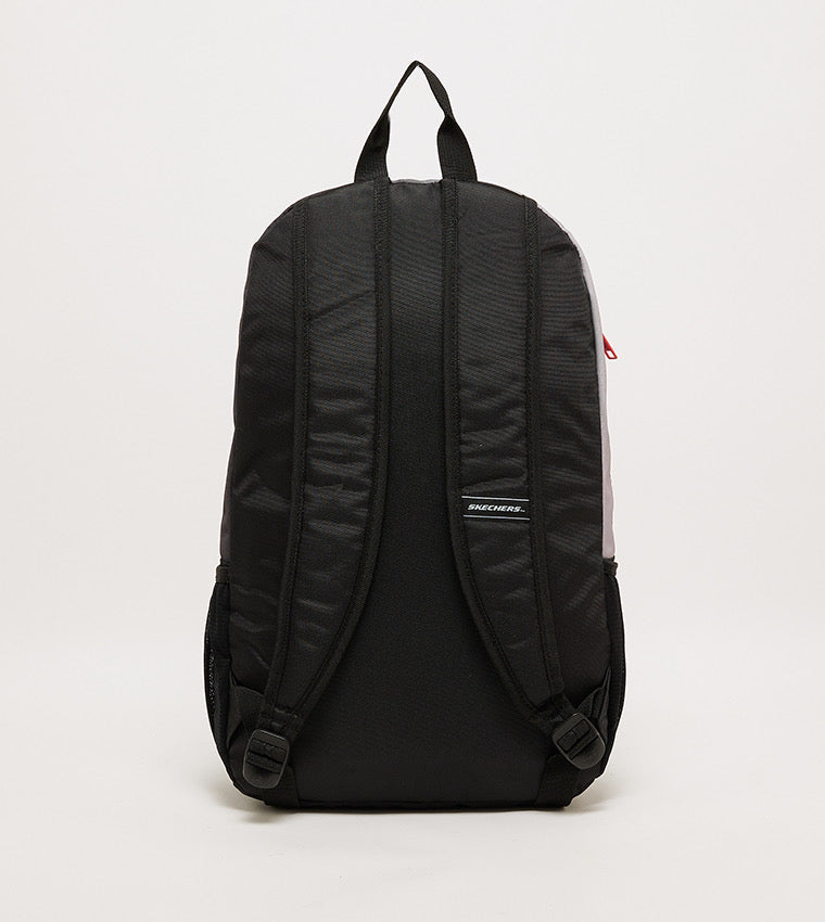 SKECHERS BLACK AND FADED WHITE LOGO BACKPACK