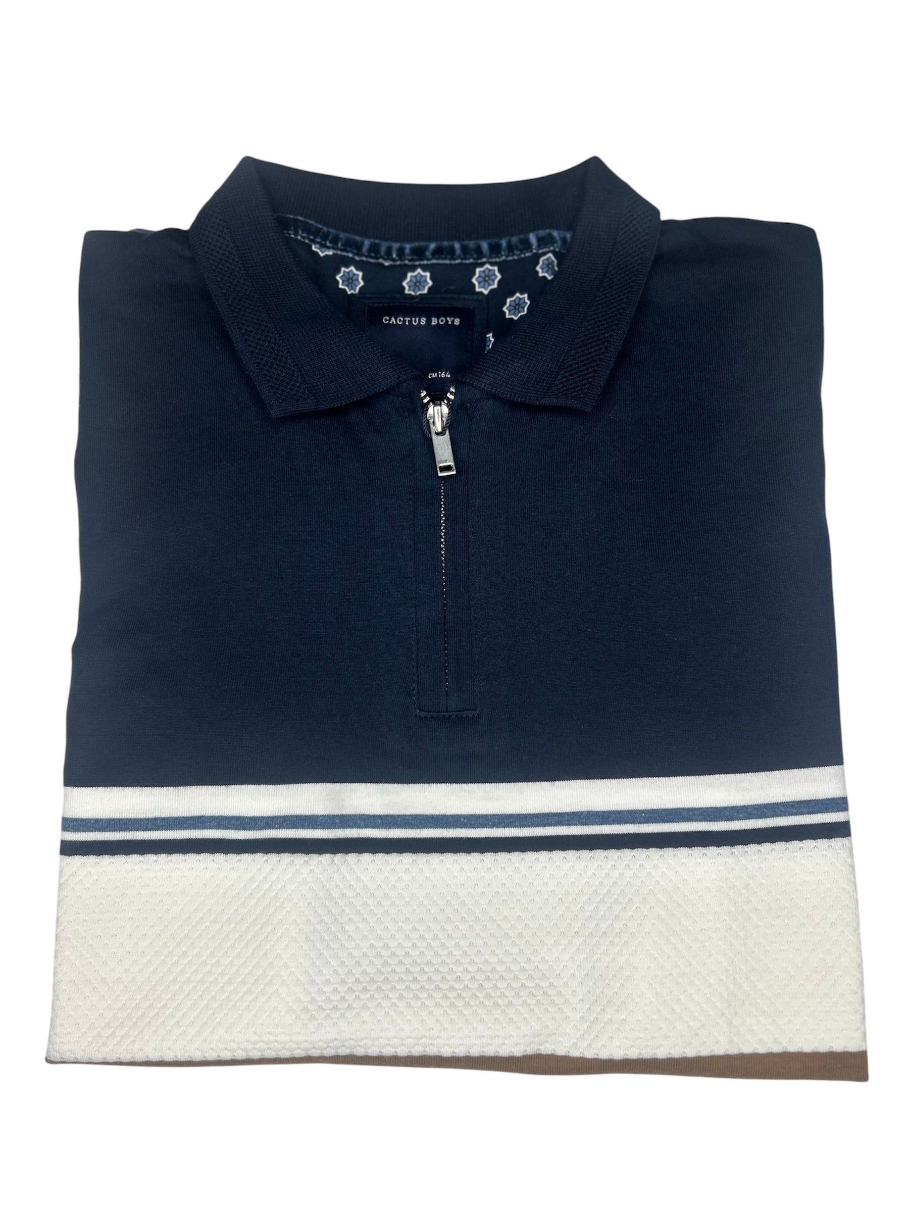 Cactus Boys Dark Blue & White Half Sleeve T-Shirt