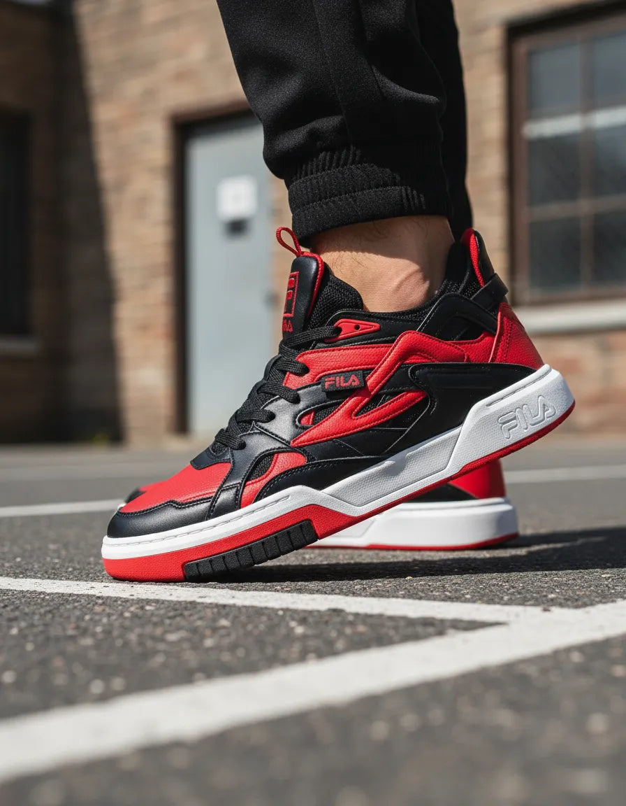 Fila Hallasan Saga Men's Black Red Tennis Shoes (1FM01734-014)