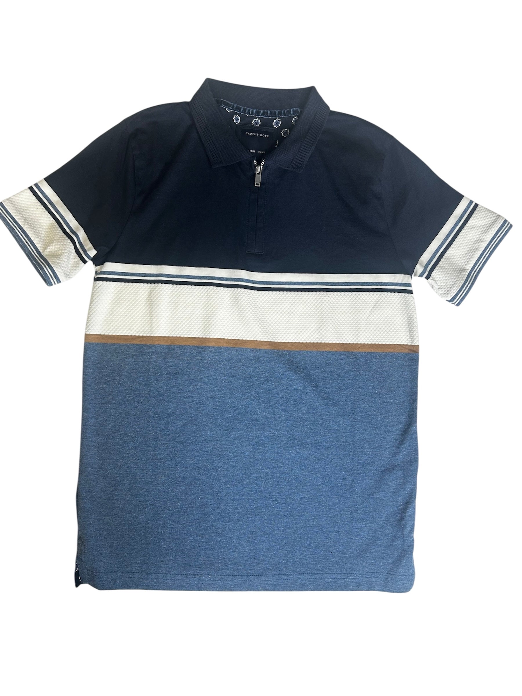 Cactus Boys Dark Blue & White Half Sleeve T-Shirt