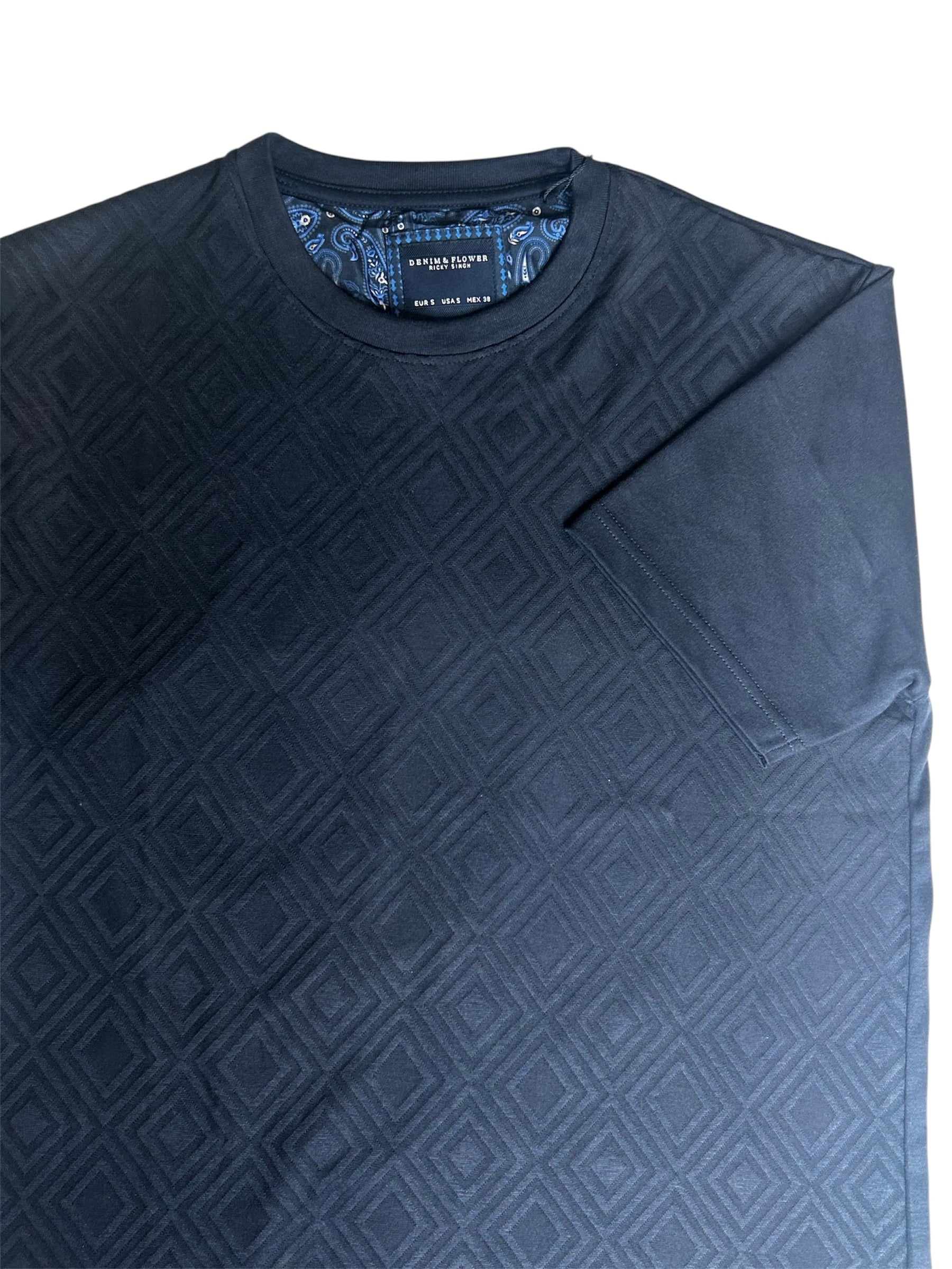 Denim & Flower Ricky Singh Men’s Navy Round Neck Half-Sleeve T-Shirt