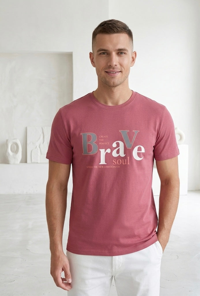 MAX MILAN WASHED PINK PRINTED T-SHIRT MEN