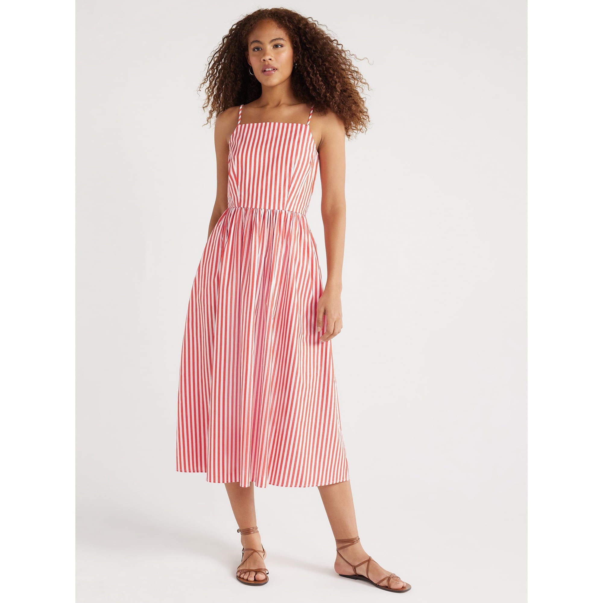 SIZE: M - Free Assembly Women's Sleeveless Square Neck Midi Dress