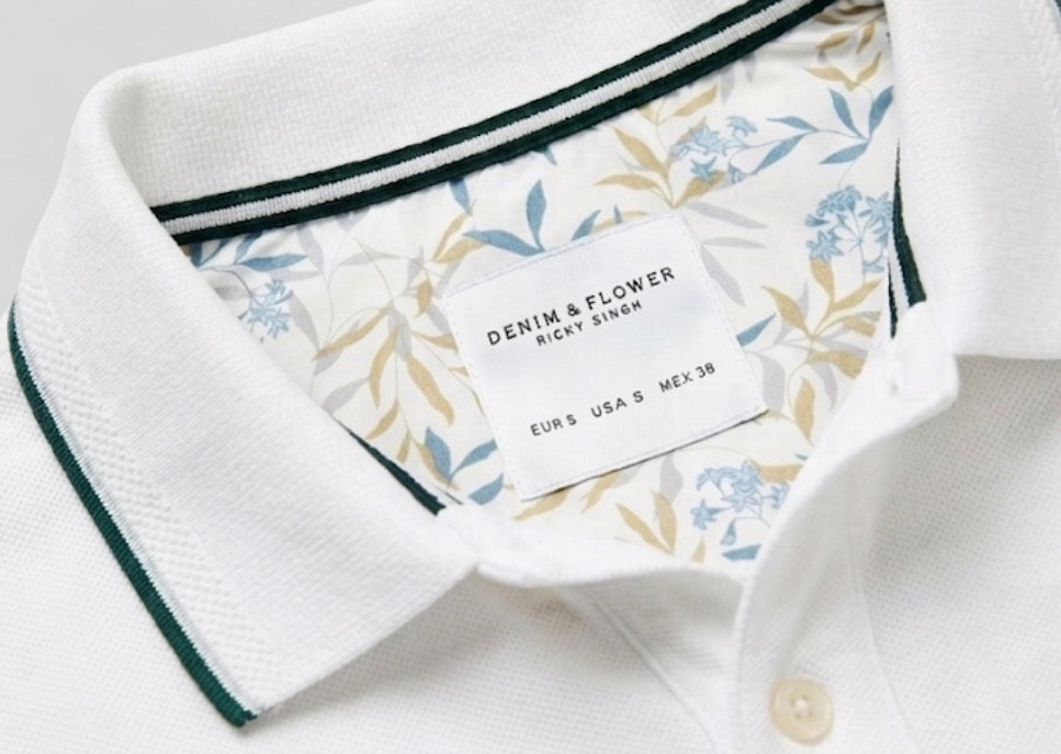 DENIM & FLOWER WHITE POLO T-SHIRT MEN