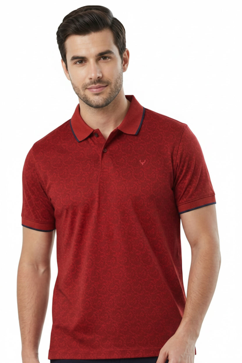 ALLEN SOLLY LIGHT RED TEXTURED SHIRT MEN