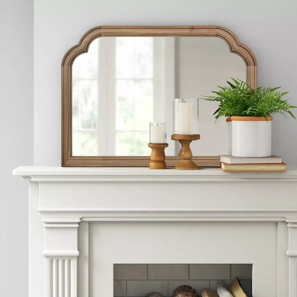 SEALED-92CM x 66CM French Country Mantle Wood Mirror Natural-Thresholdâ„¢ (BLACK COLOR)