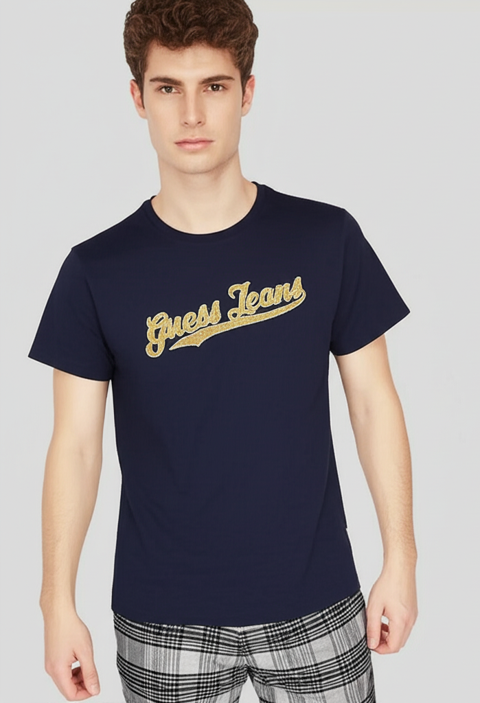 Guess Jeans Men’s Navy Cotton T-Shirt