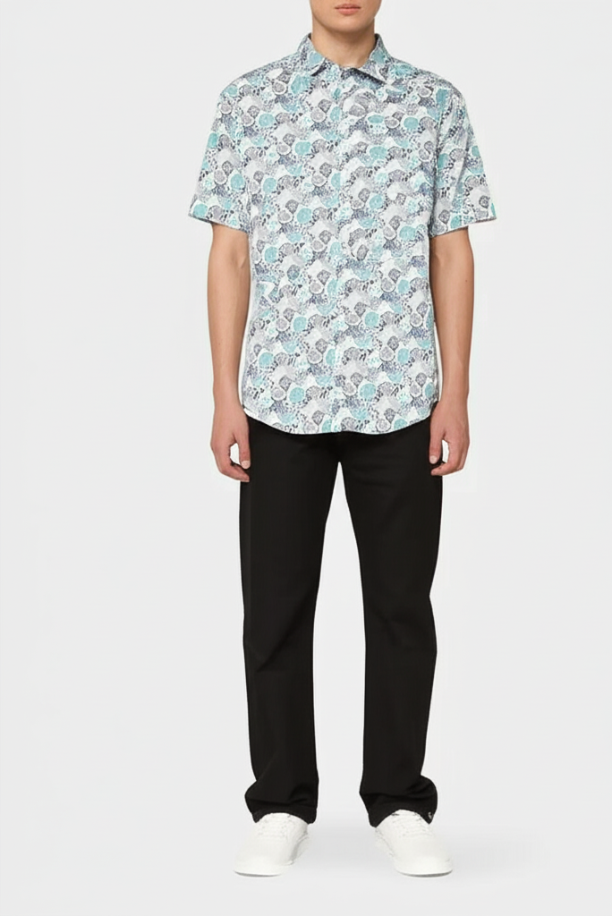 Denim & Flower Men’s Half Sleeve Shirt – Comfortable Casual Wear