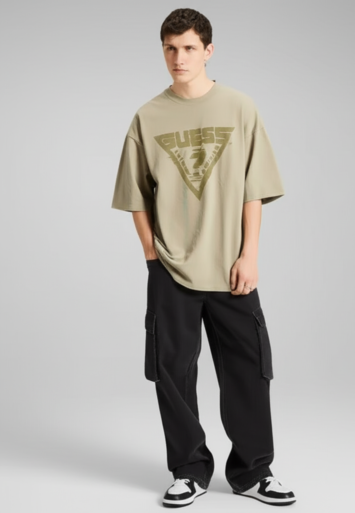 Guess Men’s Beige Cotton T-Shirt