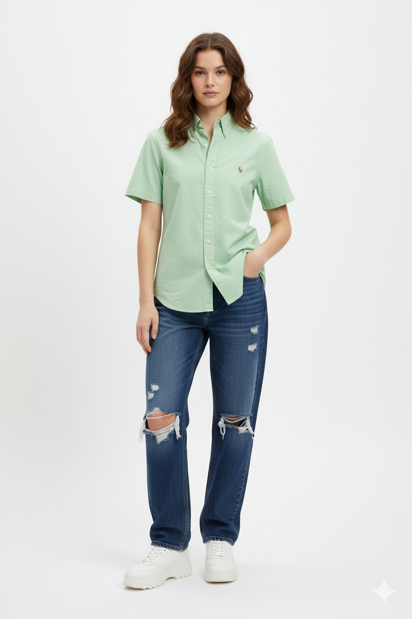RALPH LAUREN CLASSIC FIT CHAMBRAY OXFORD women's shirt