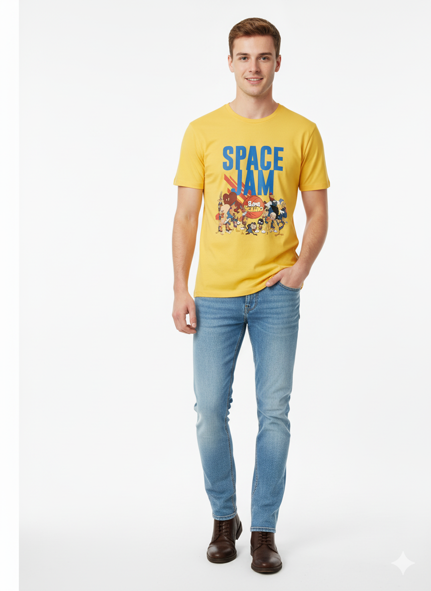 FOREVER 21 SPACE JAM YELLOW T-SHIRT