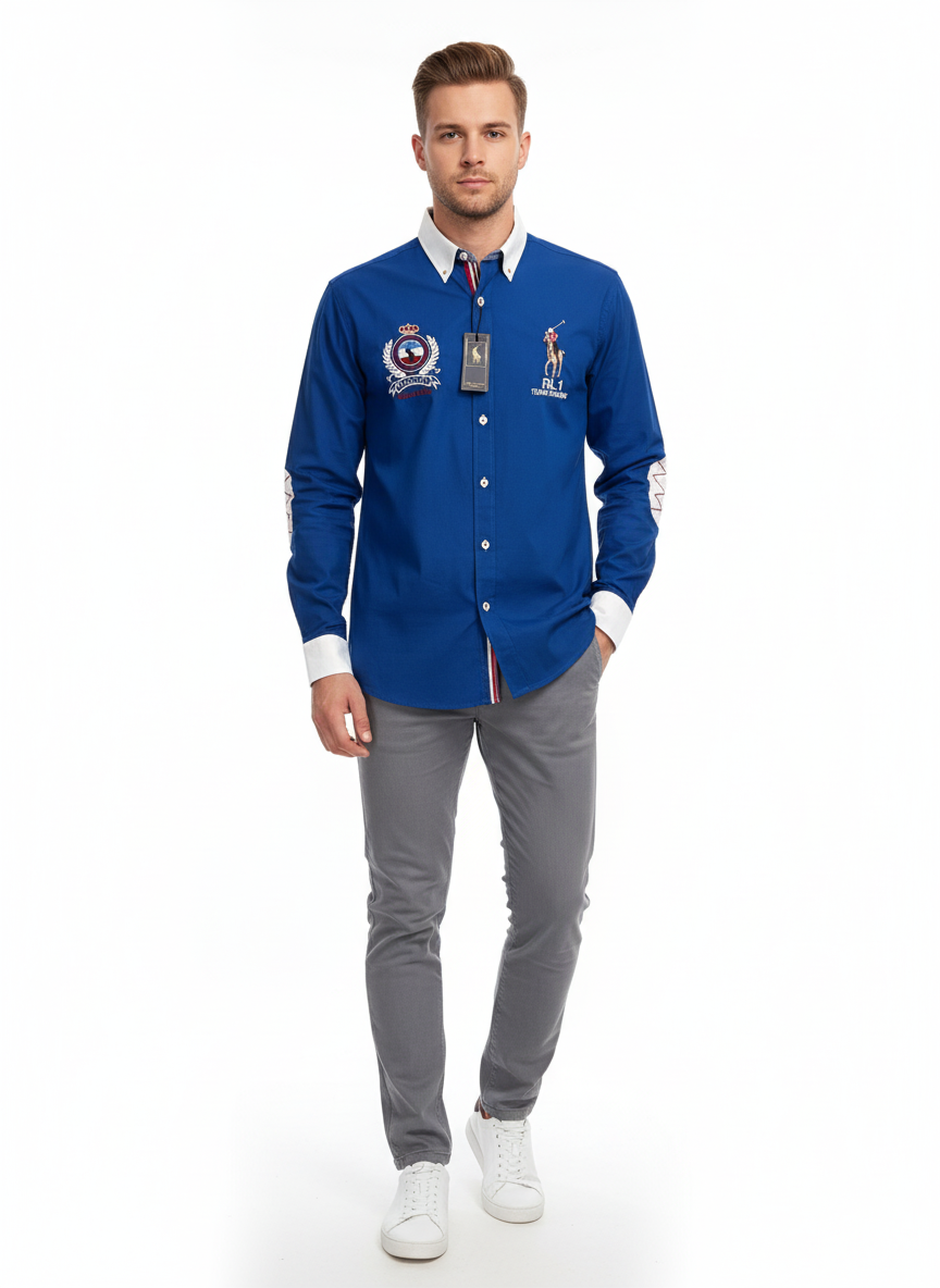 Polo by Ralph Lauren Men's shirt long sleeve solid blue color