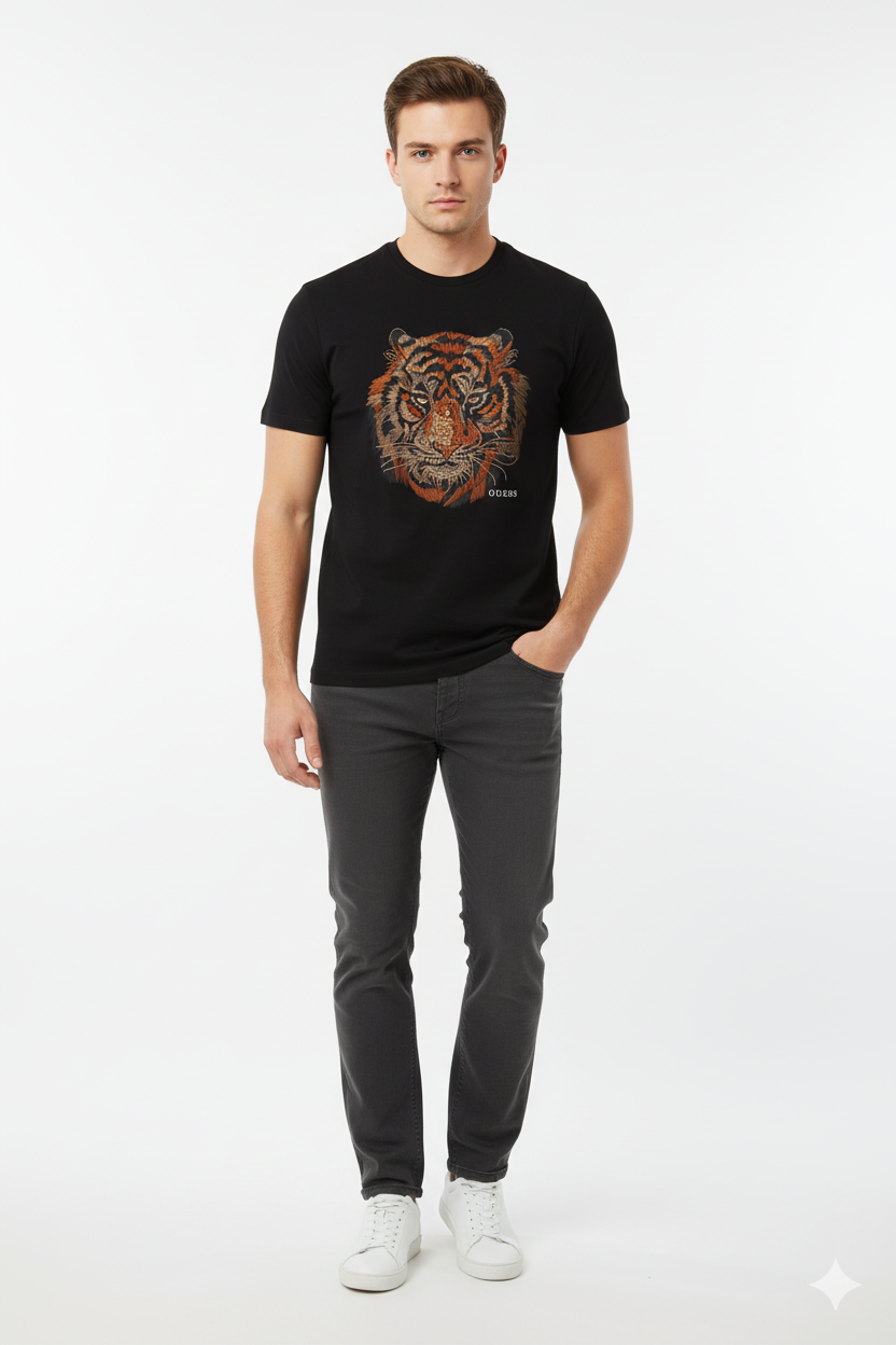 GUESS T-SHIRT BLACK LION