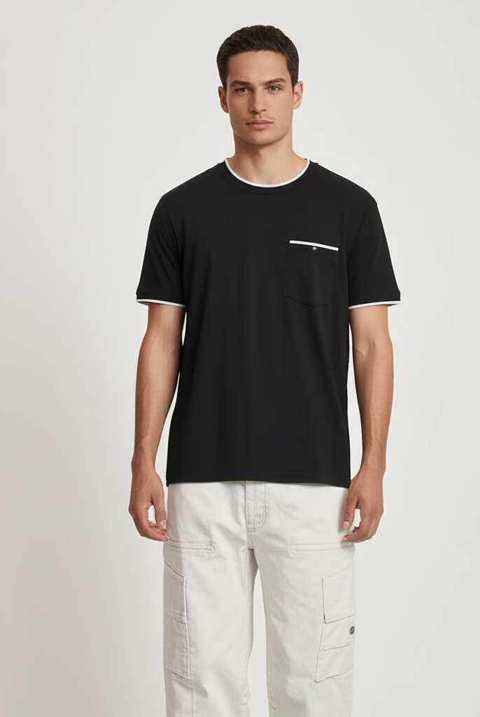 Cactus Man Ricky Singh Men’s Black & White Round Neck Half-Sleeve T-Shirt