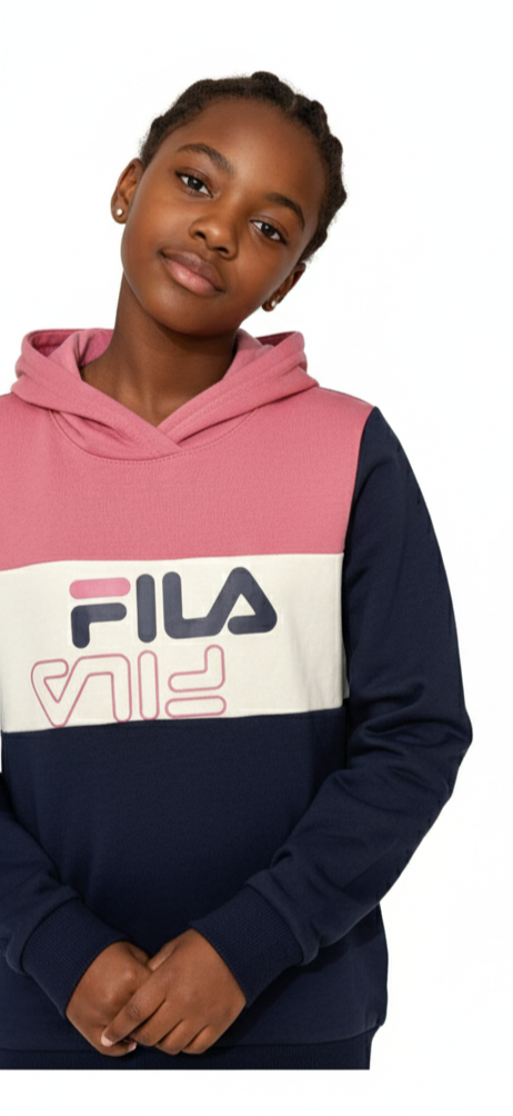 FILA Kids Hoodie, 8-16Yrs, Navy/Pink/White Color Block