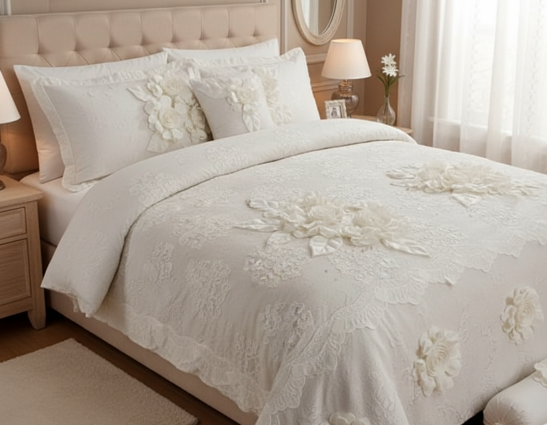 Senoures Off White Bedspread/Comforter Set (Model: JXE-310)