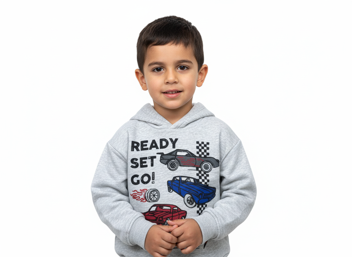 K-D Kids Hoodie, 1-7 Yrs, Heather Grey