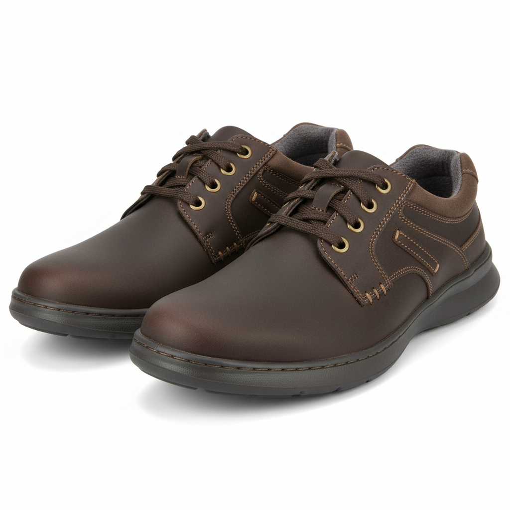Clarks Cotrell Walk Men’s Oxford Flats – Brown dark Leather Casual Dress Shoes with Cushion Comfort