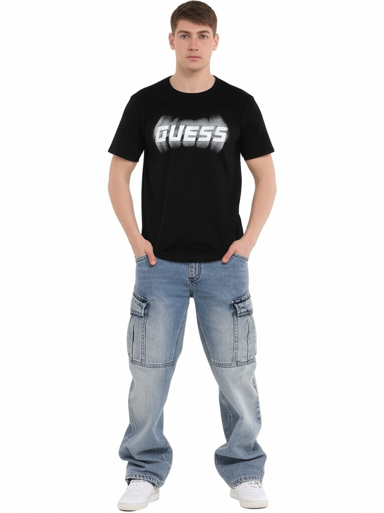 Guess Men’s Black Cotton T-Shirt