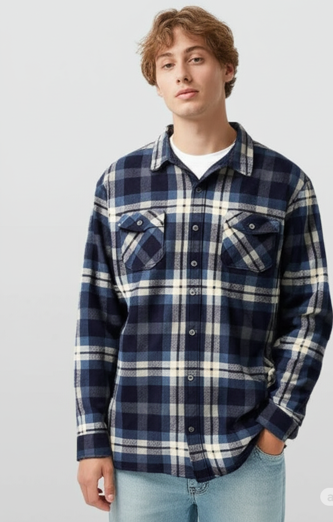 Freedom Foundry Men’s Navy Flannel Shirt – Classic Casual Shirt