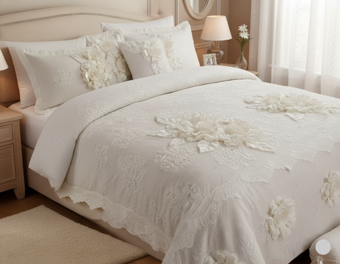 Senoures Off White Bedspread/Comforter Set (Model: JXE-310)