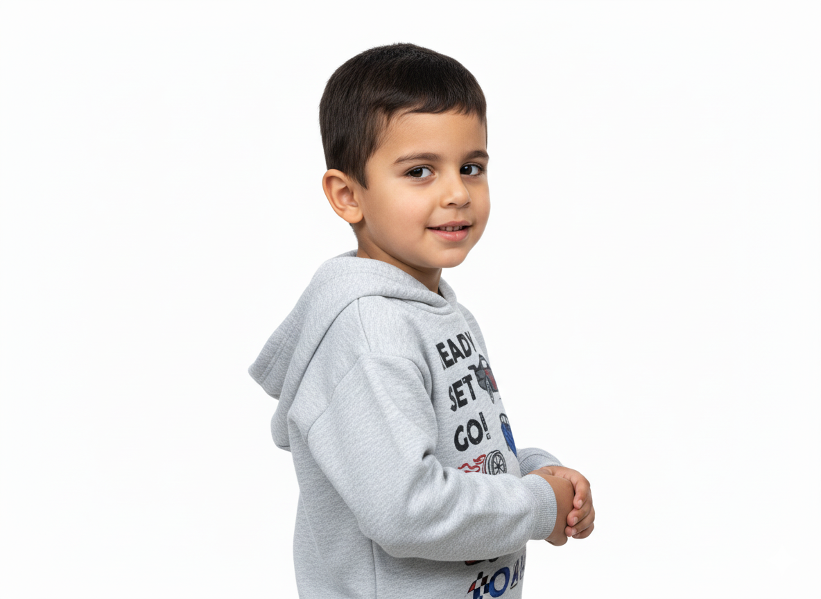 K-D Kids Hoodie, 1-7 Yrs, Heather Grey
