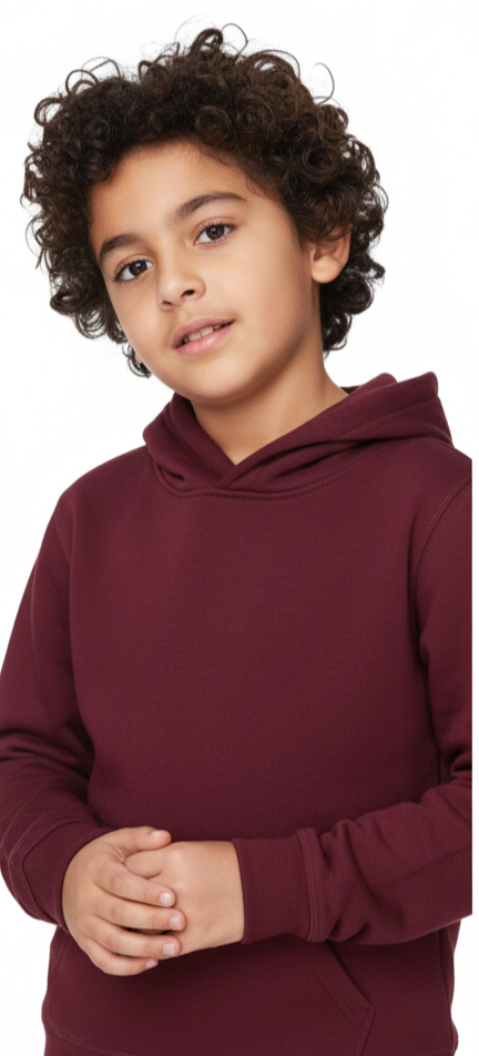 MTA Sport Kids Hoodie, 8-16Yrs, Solid Burgundy Fleece
