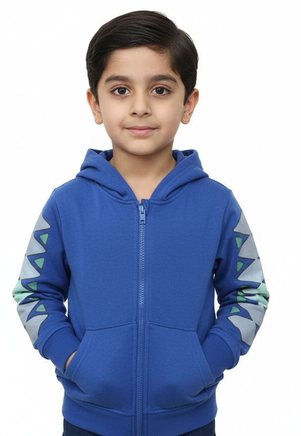 K-D Kids Hoodie, 2-7Y, Royal Blue Dino Spike