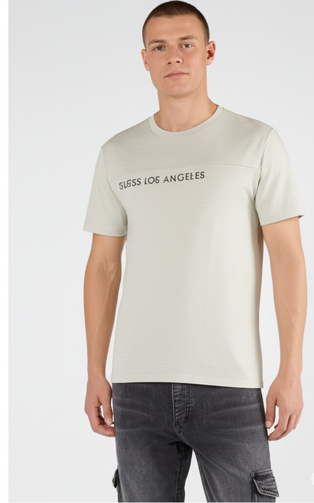 Guess Los Angeles Men’s Beige Cotton T-Shirt