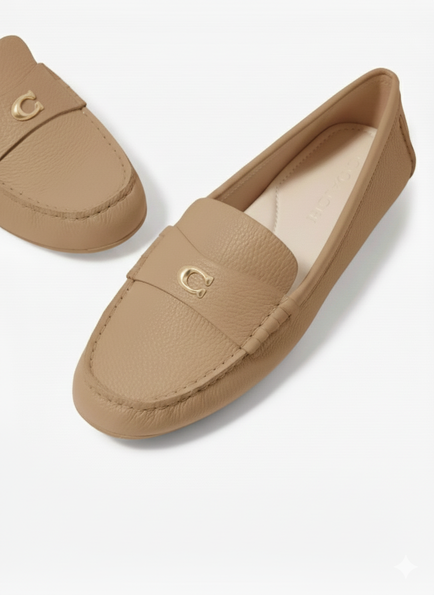 Coach Jocelyn Leather Loafer Beige