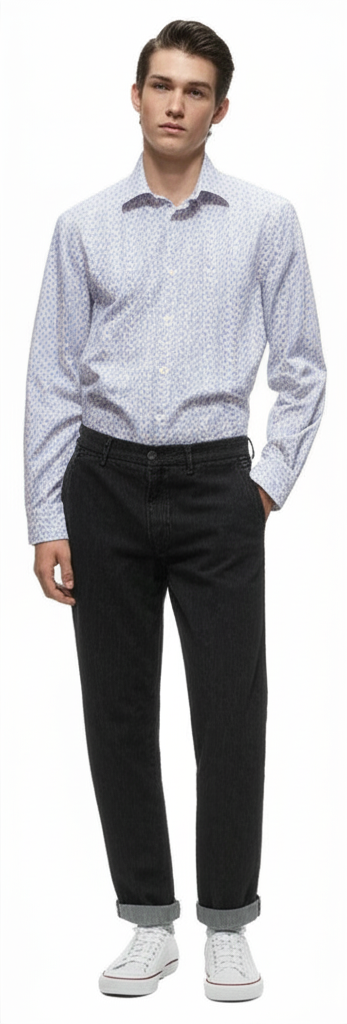 Sacoor Men's Slim Fit Shirt in Dyed and Embellished Poplin